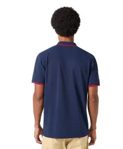 Wrangler Polo Shirt in Dunkelblau mit Drei-Knopfleiste