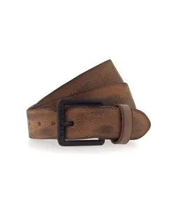 Mustang Gürtel aus Leder mit eckiger Schließe in Cognac