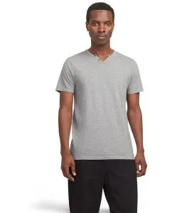 Jack & Jones T-Shirt Split mit Neck in Ultimate Grey