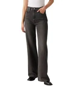 Levis Ribcage Wide Leg Jeans mit High Waist in Schwarz
