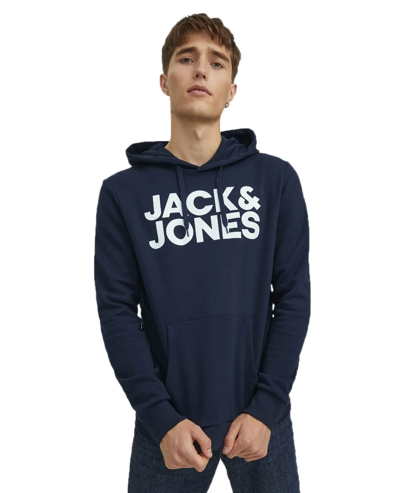 Herren Pullover Corp Logo Sweat Hood von Jack & Jones in Navy Blazer