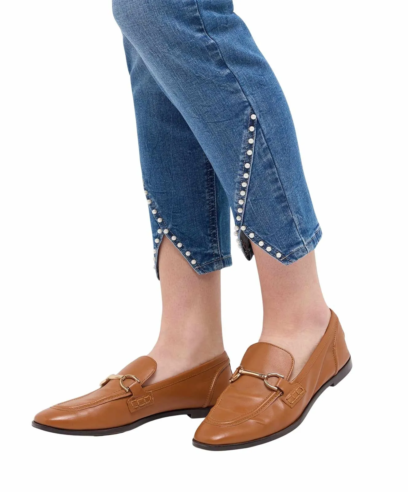 Damen Jeans Ornella Detail Pearl von Angels in Mid Blue Random Used