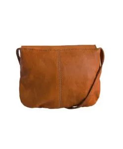 Pieces - Mini Tasche in Cognac aus Glattleder - Hinten