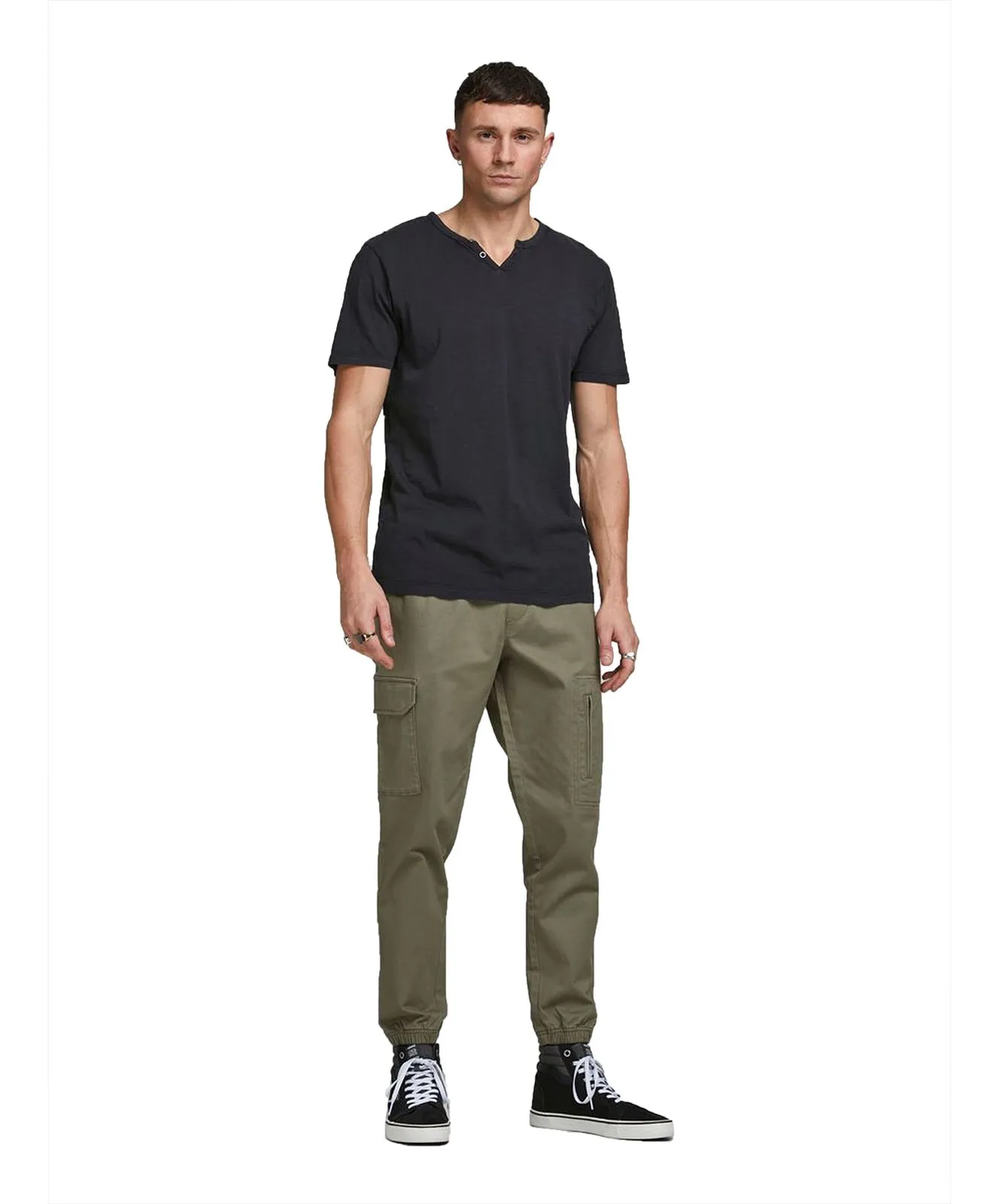Herren Shirt Split Neck Tee von Jack & Jones in Black