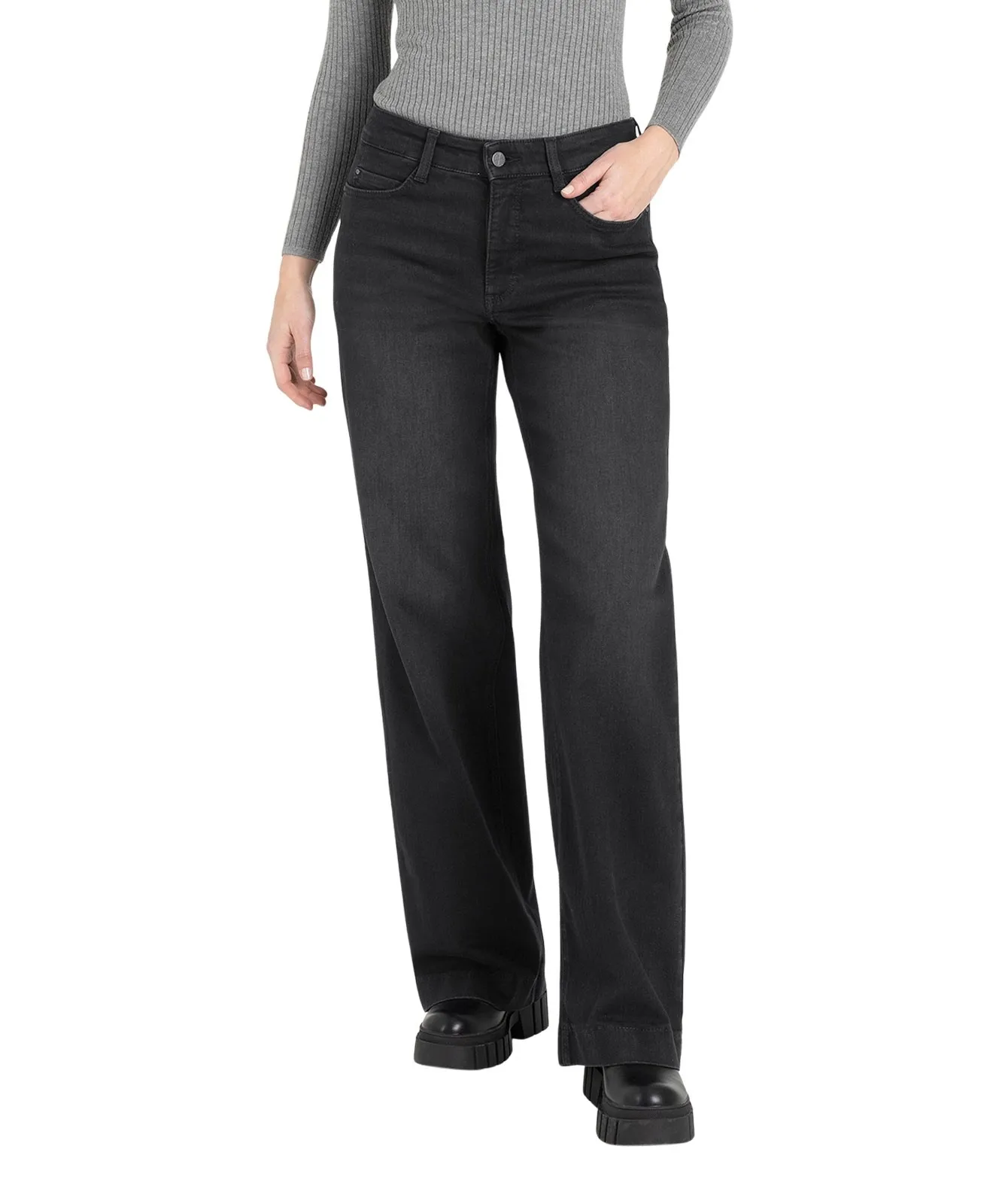 Damen Jeans Dream Wide Authentic von MAC in Commercial Black Used Wash