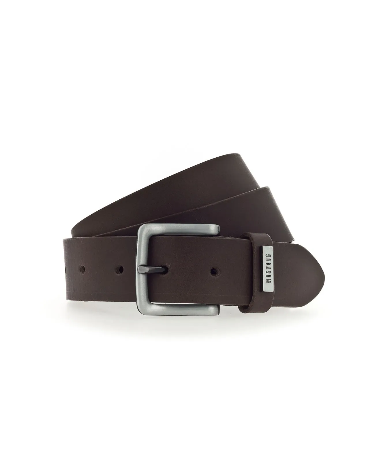 Herren Gürtel 35 mm Ledergürtel mit Schließe von Mustang in Dunkelbraun