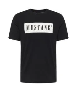 Mustang Print T-Shirt Austin aus Baumwolle in Schwarz