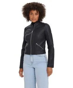 Vero Moda Bikerjacke Khloefavo in schwarzer Lederoptik