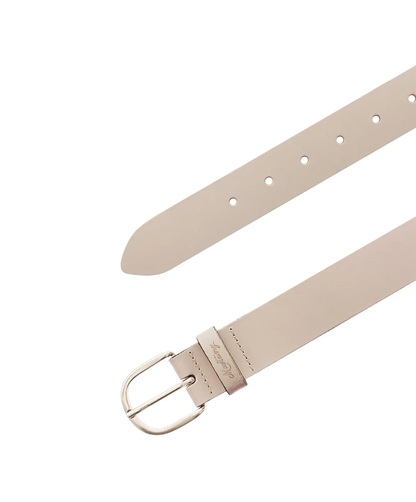 Damen Gürtel 35 mm Ledergürtel mit geprägtem Logo von Mustang in Nude