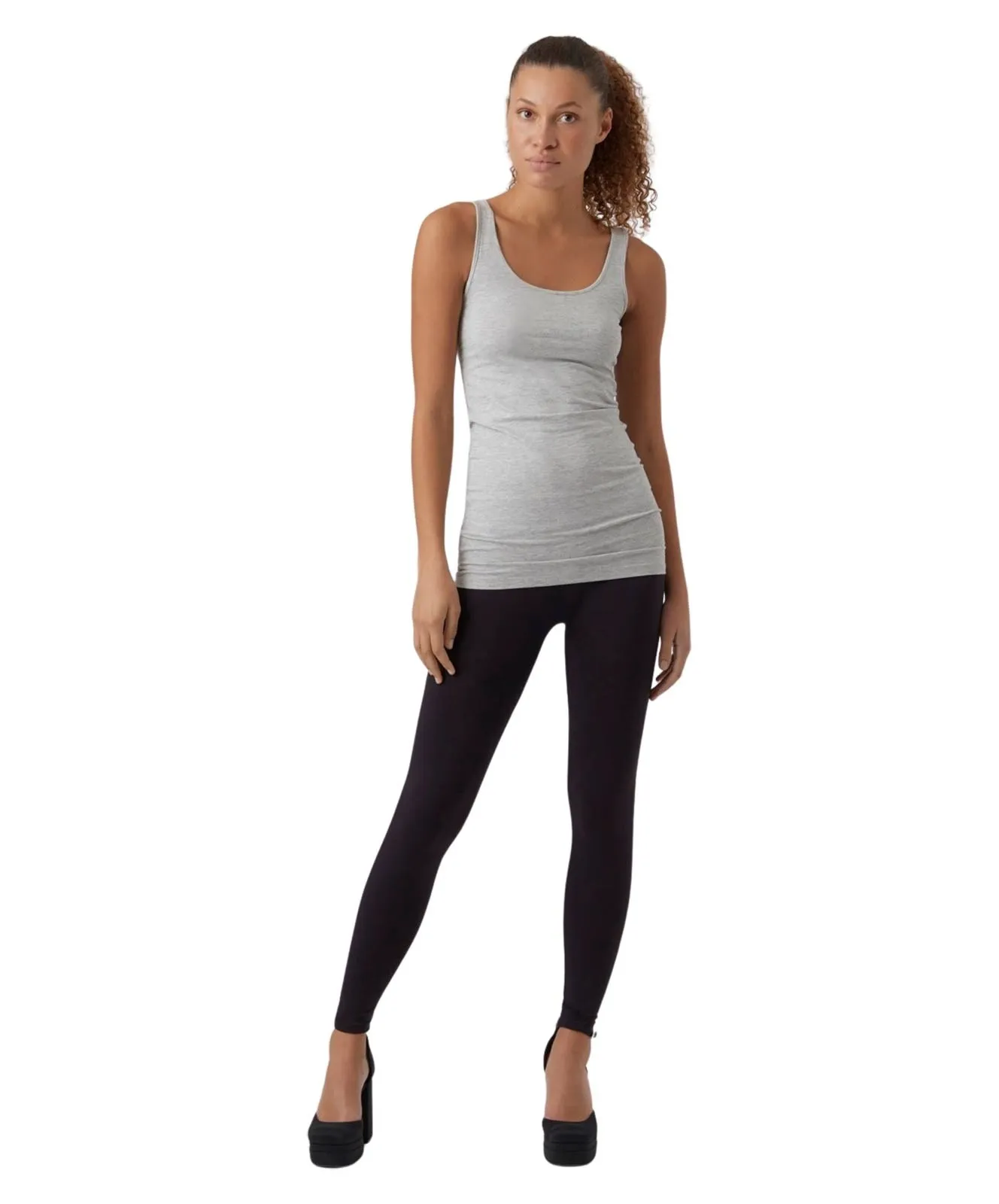 Damen Shirt Maxi Long Tank Top von Vero Moda in Light Grey Melange