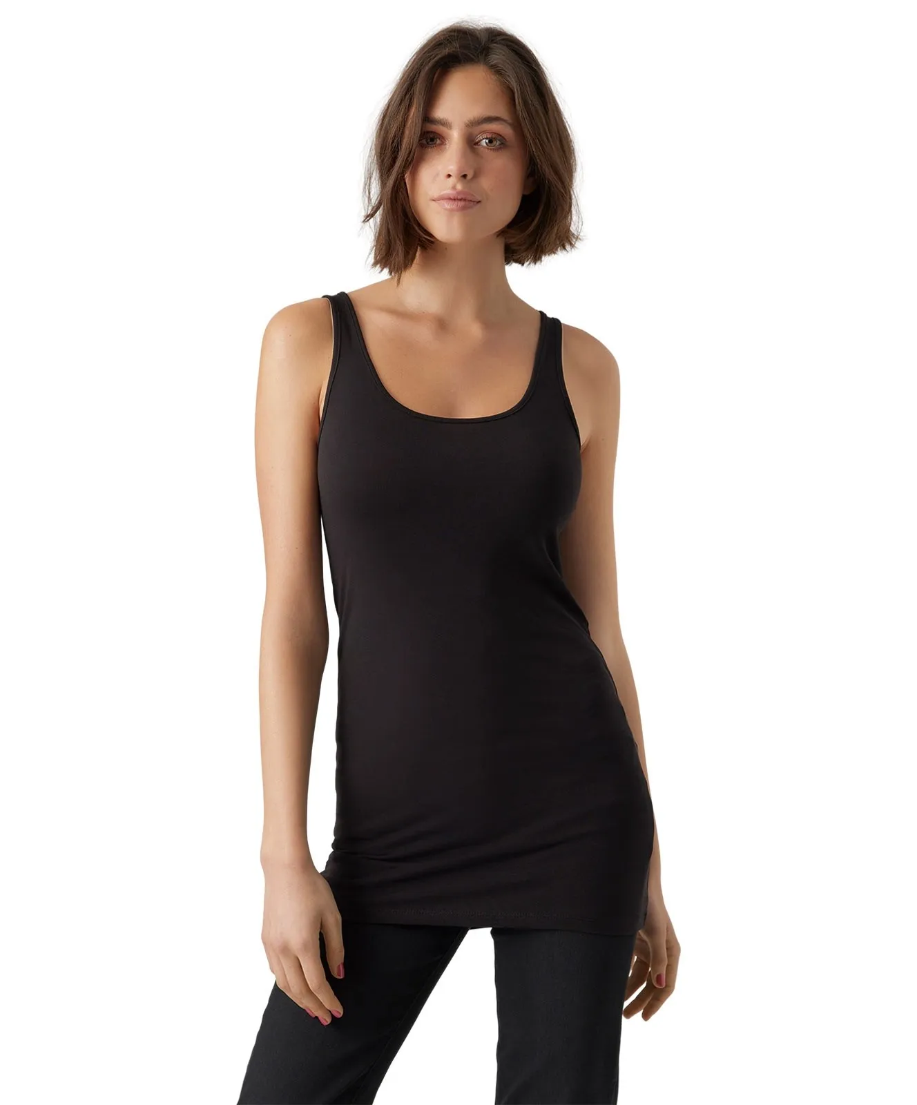 Damen Shirt Maxi My SL Long Top von Vero Moda in Black Bright White