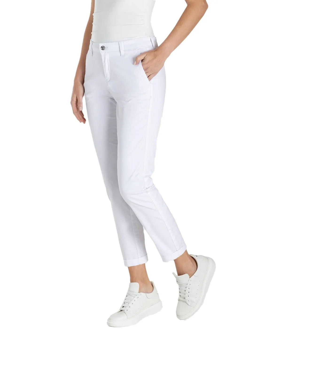 Damen Hose Chino Turn Up von MAC in White