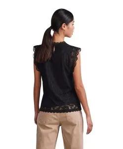 Pieces Spitzentop Olline in Schwarz