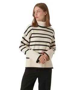 Vero Moda Pullover Saba mit Rollkragen im Streifenmuster