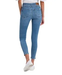 Cross Jeans mit hohem Bund Judy in Mittelblau mit Ankle Länge