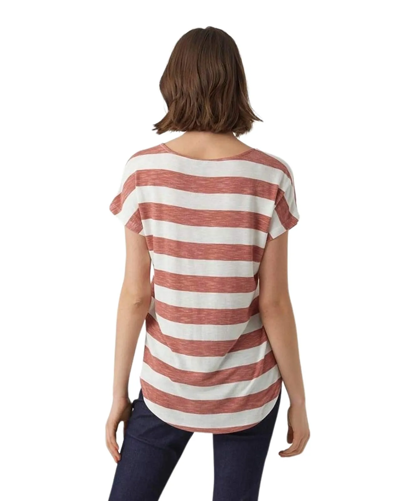 Damen Shirt Wide Stripe von Vero Moda in Marsala Snow white