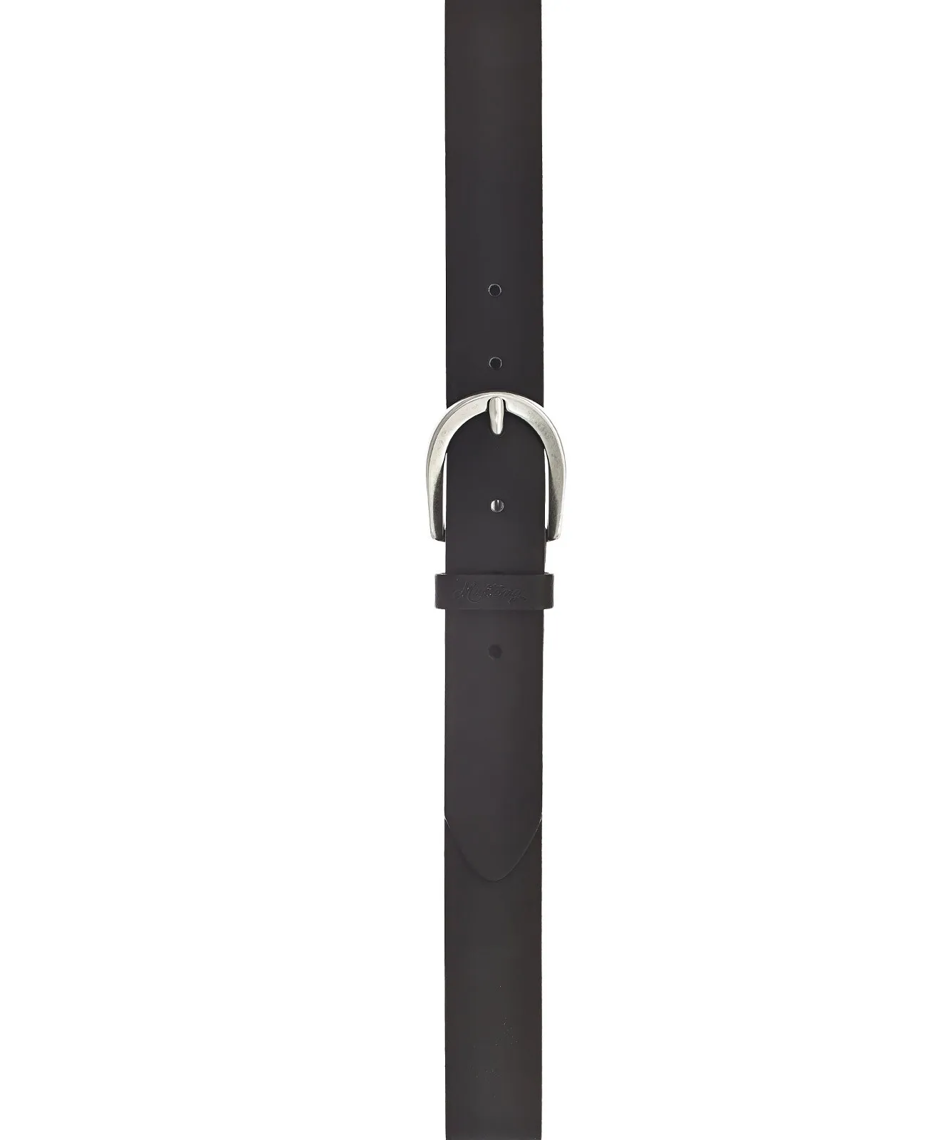 Damen Gürtel 35 mm Ledergürtel mit geprägtem Logo von Mustang in Schwarz