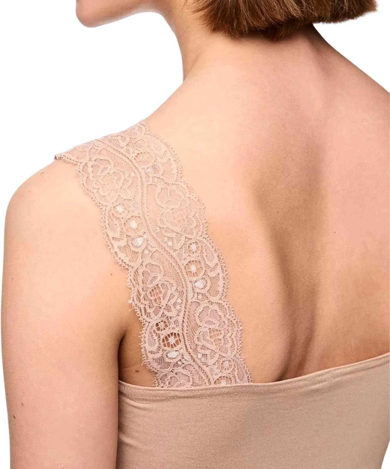 Damen Shirt Barbera Lace von Pieces in Warm Taupe