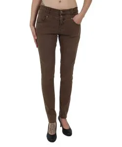 Angels Jeans Skinny Button in dunklem Brown Used