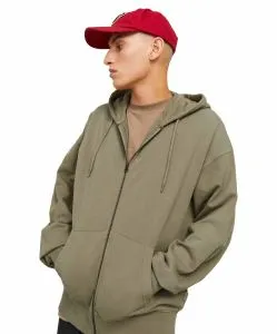 Jack & Jones Sweatjacke Charge Silver Sage mit Sweatstoff