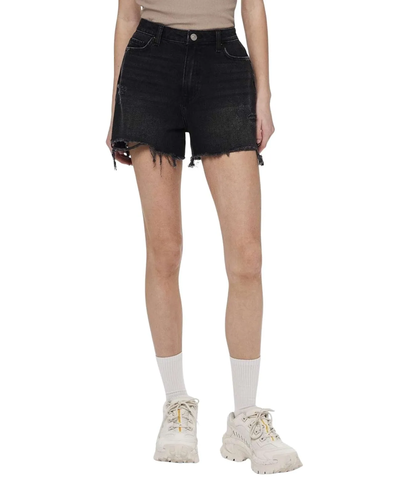 Damen Jeans Sommer Shorts von Pieces in Black