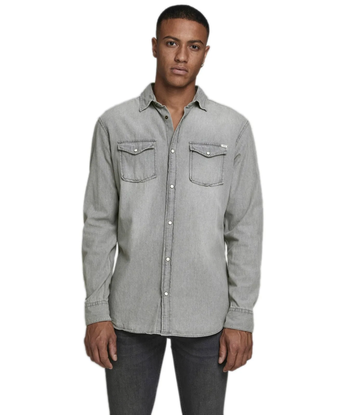 Herren Hemd Heridan Shirt von Jack & Jones in Light Grey Denim