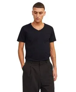Jack & Jones Basic T-Shirt mit V-Neck in Schwarz