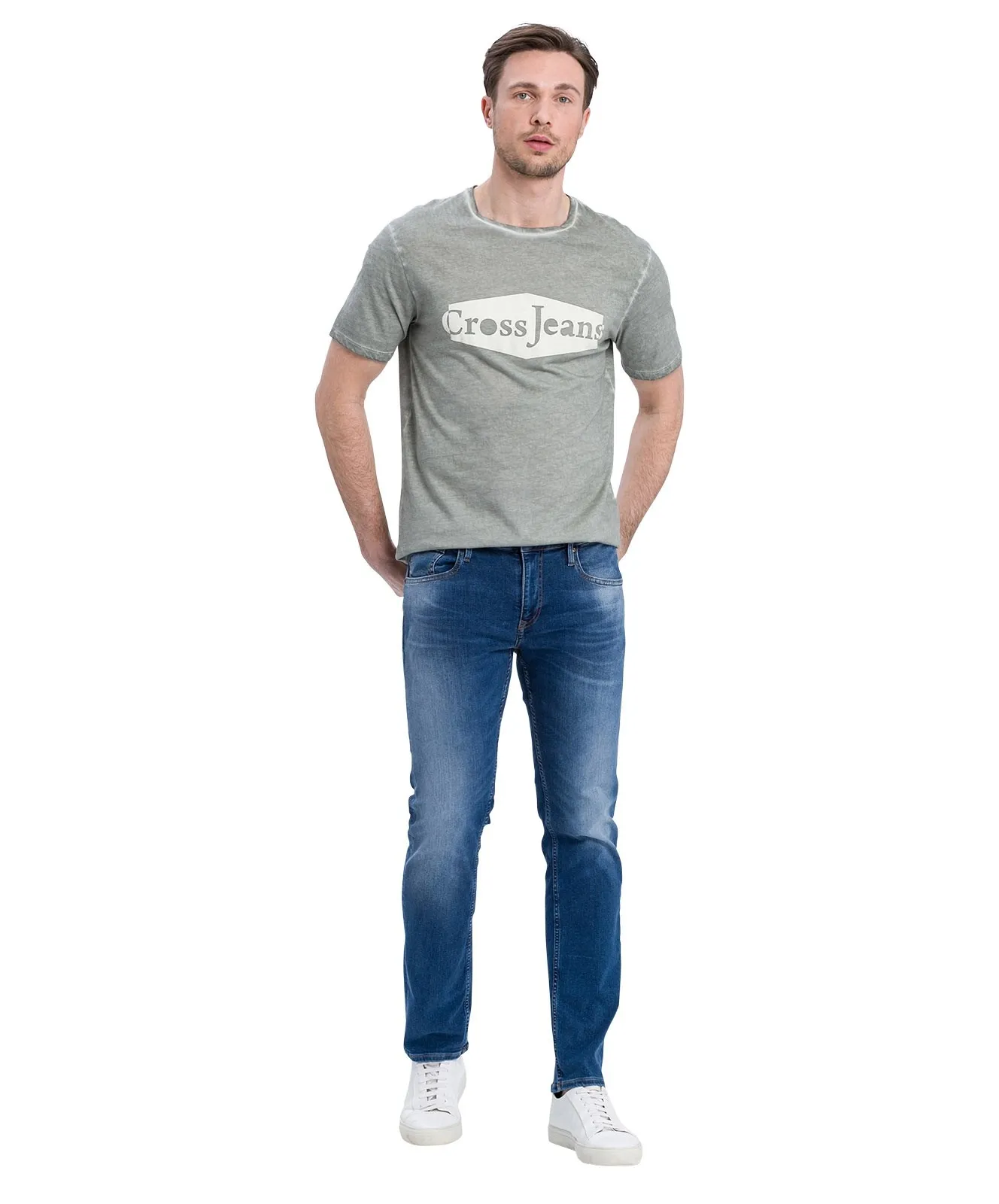 Herren Jeans Damien von Cross in Flex Mid Blue