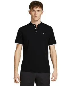 Jack & Jones Poloshirt Paulos mit Mao Kragen in Schwarz