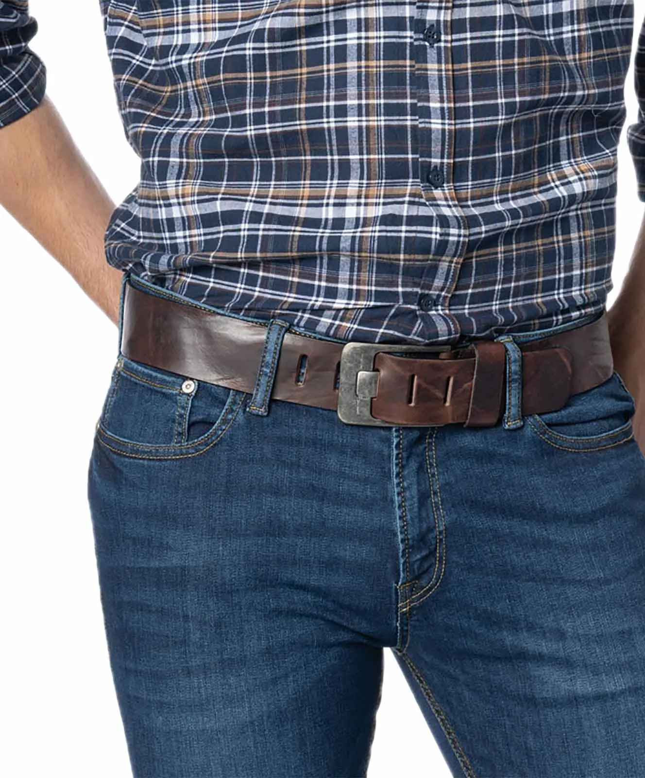 Herren Gürtel 5cm Walklederg.geprägt von Bernd Götz in Dunkelbraun