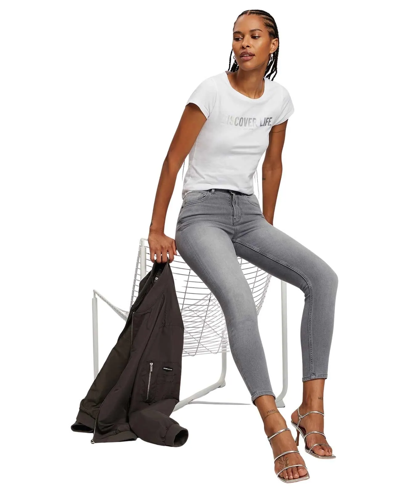 Damen Jeans Judy von Cross in Anthracite