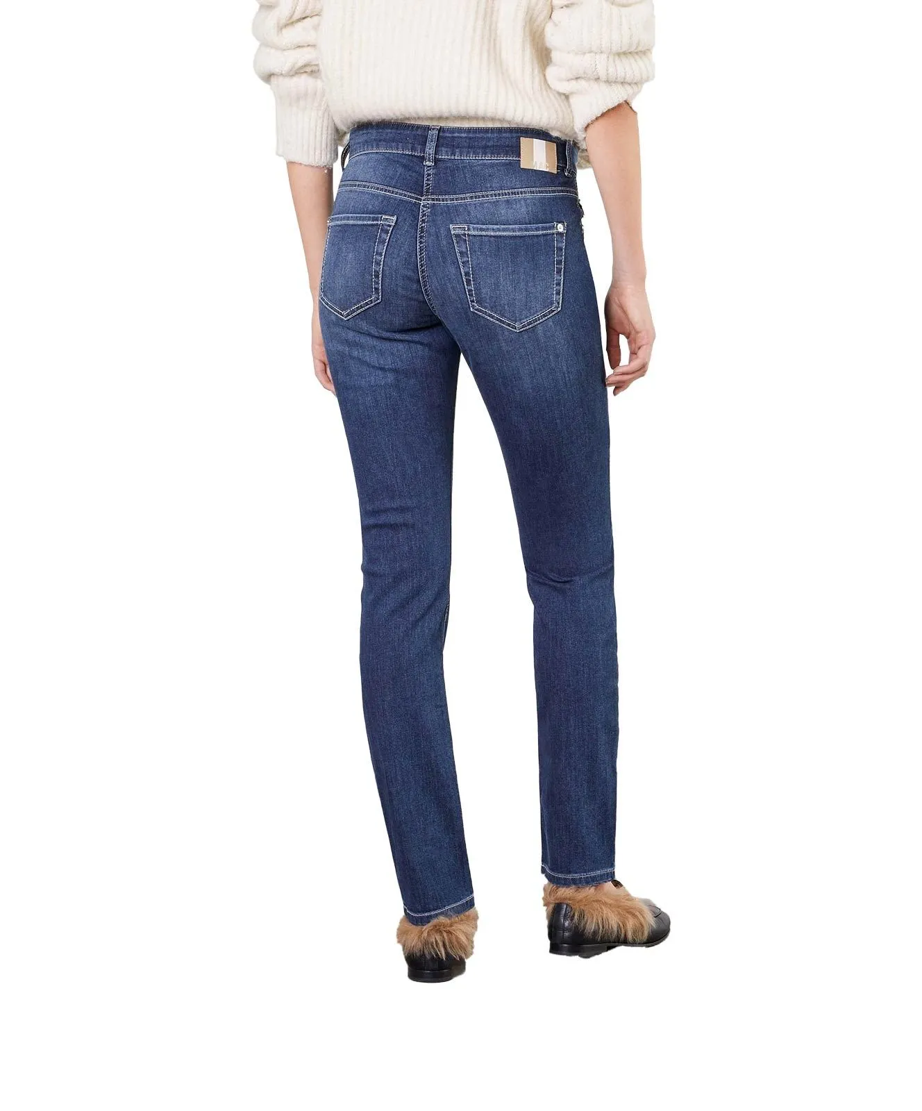 Mac Damen Jeans Slim Fit Carrie Pipe in blauem New Basic