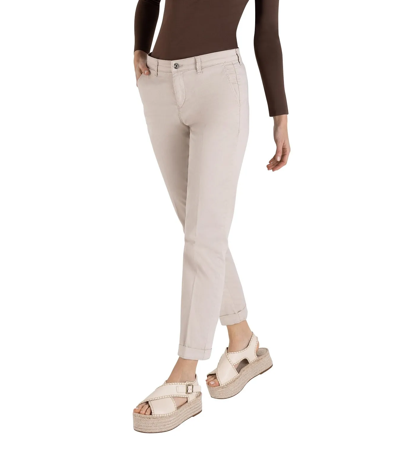 Damen Hose Chino Turn Up von MAC in Ivory