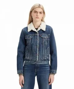 Levi’s Jeansjacke Trucker in Blau mit Sherpa-Futter