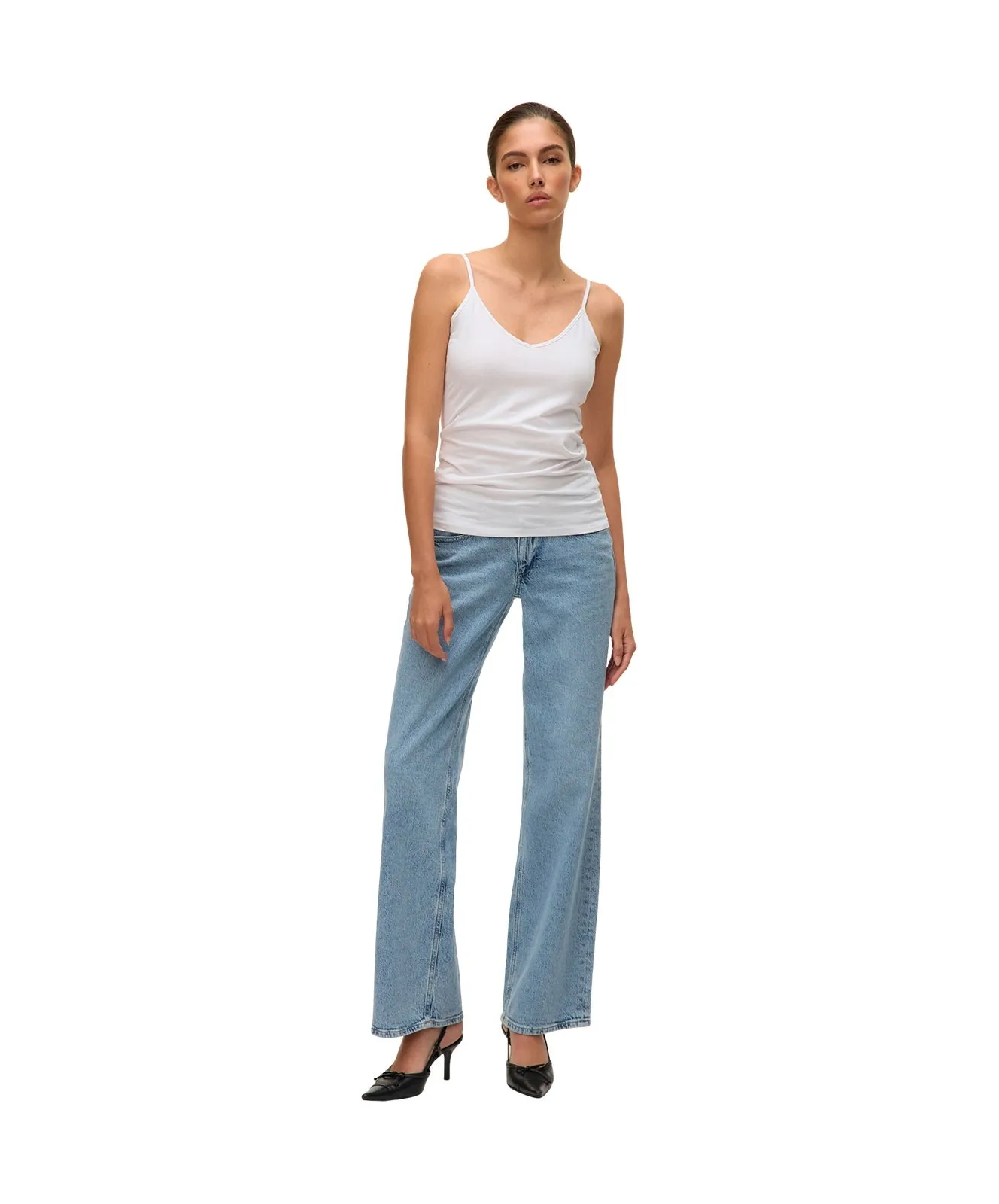 Damen Shirt Maxi My Soft V Singlet von Vero Moda in Bright White