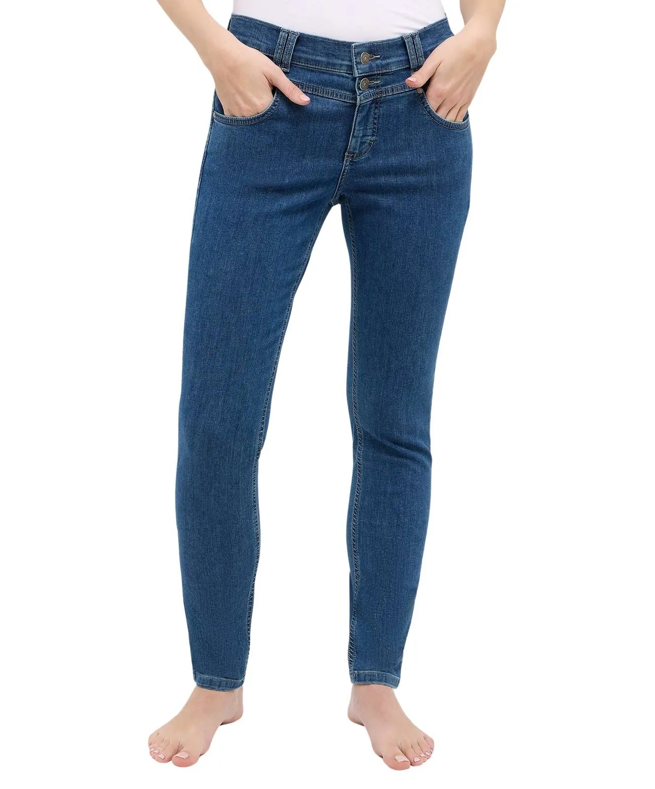 Damen Jeans Skinny Button von Angels in Mid Blue