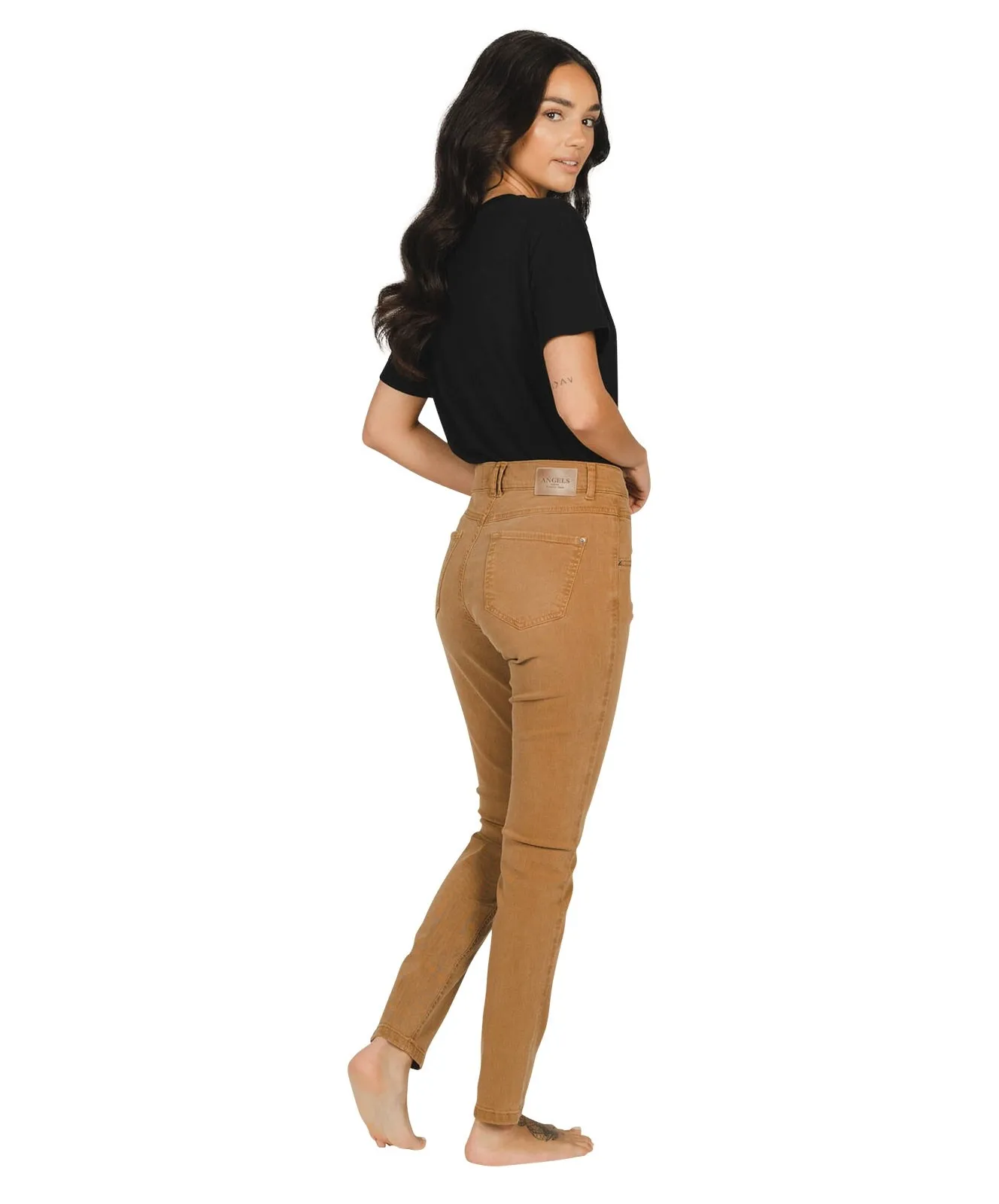 Damen Jeans Skinny Button von Angels in Dark Camel Used