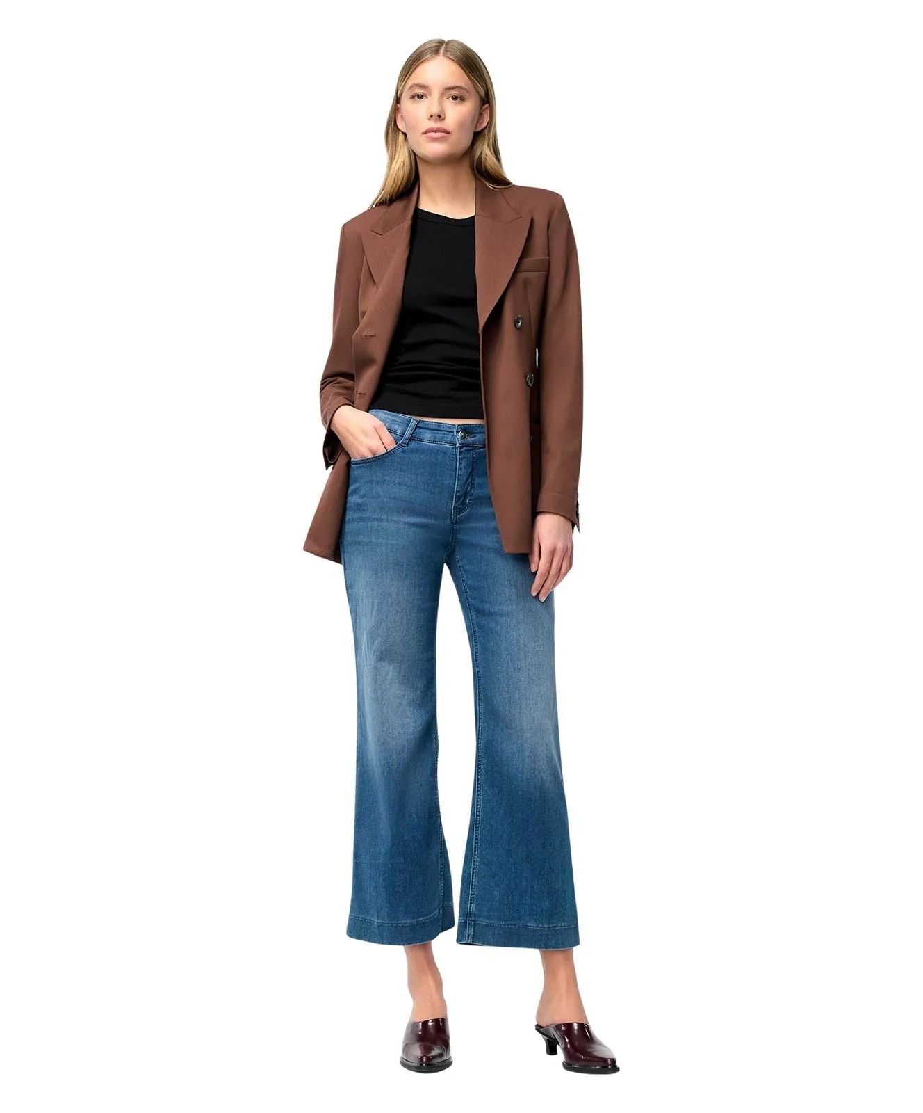 Damen Jeans Dream Wide Cropped von MAC in Storm Blue Authentic Wash