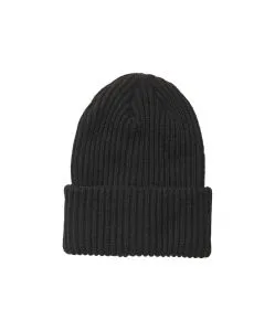 Pieces Flachstrickmütze Hexo Hood in Schwarz