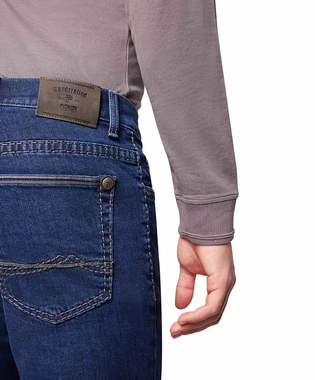 Herren Jeans Rando 1654 Megflex von Pioneer in Blue/Black Used Whisker