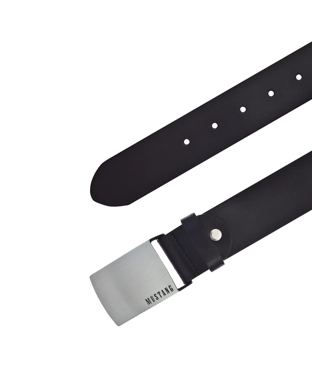 Herren Gürtel 40 mm Ledergürtel mit Schließe von Mustang in Schwarz