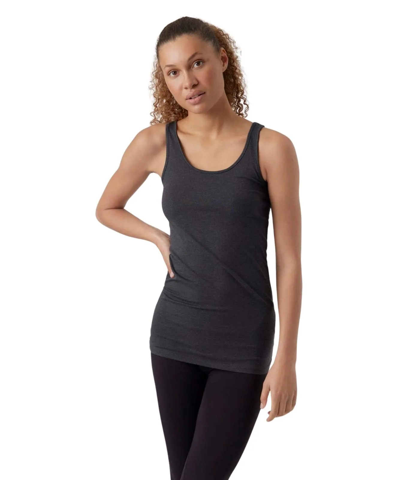 Damen Shirt Maxi Long Tank Top von Vero Moda in Dark Grey Melange