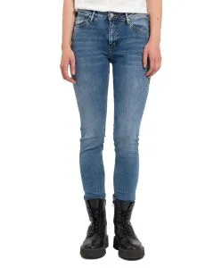 Cross Alan Skinny Jeans in mittelblau und hohem Bund 