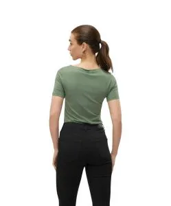 Vero Moda T-Shirt Panda mit U-Boot-Ausschnitt in Grün