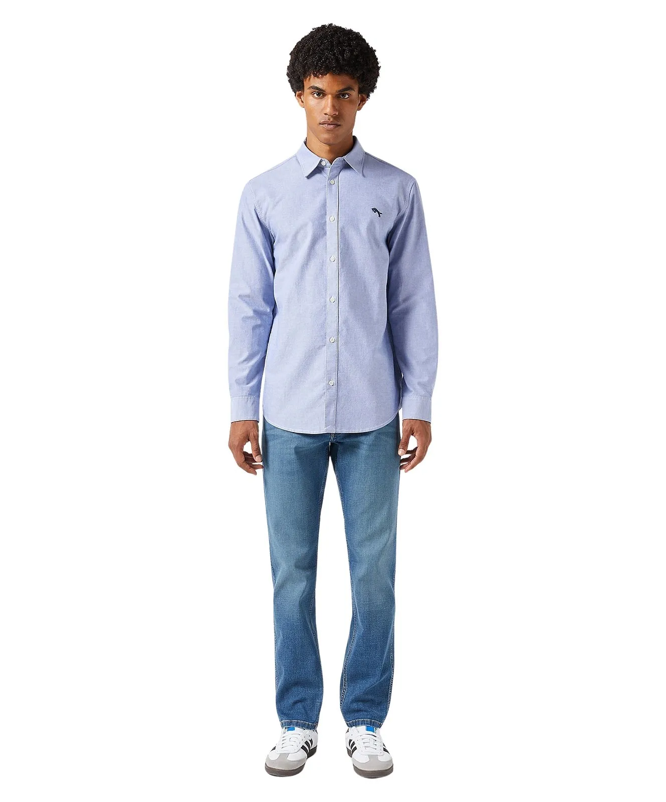 Herren Hemd Long Sleeve 1 Pocket Shirt von Wrangler in Blue