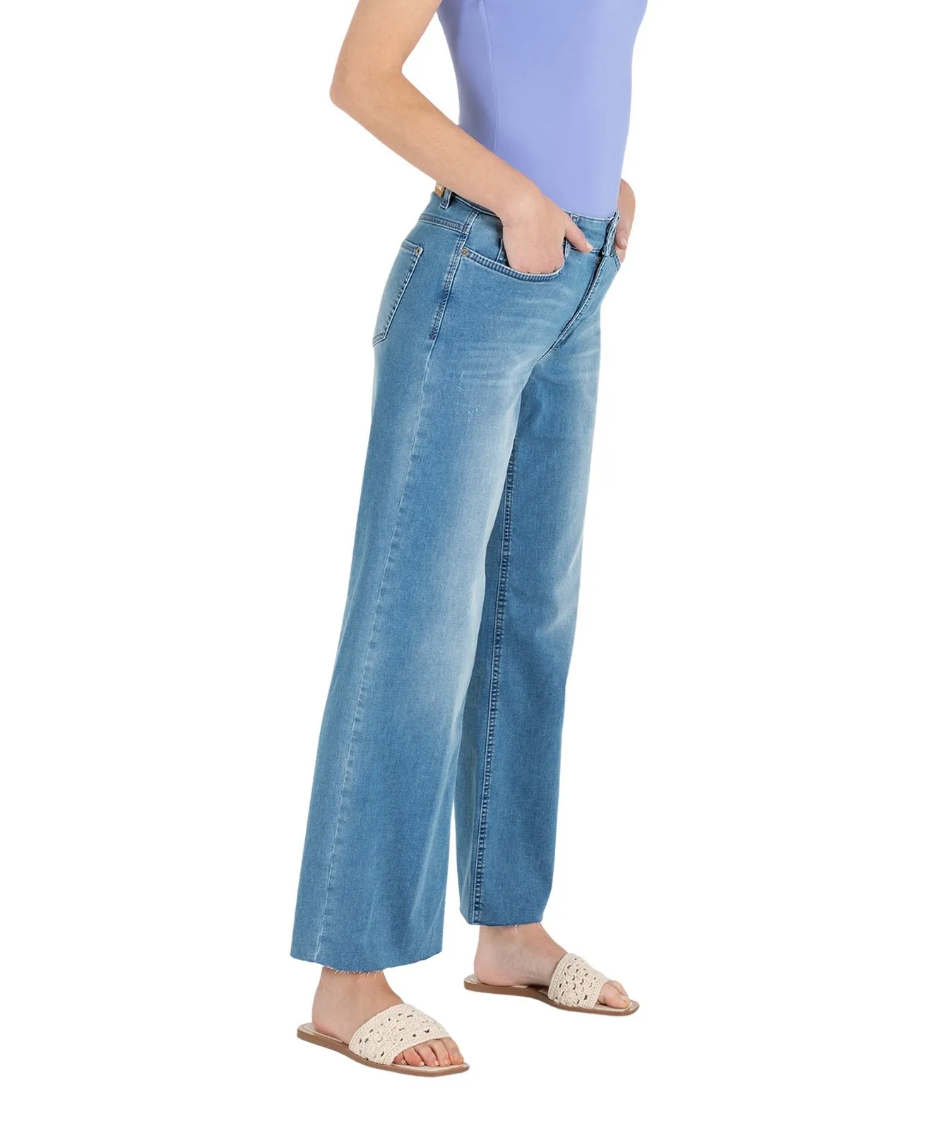 Damen Jeans Wide Fringe von MAC in Winter Baby Blue