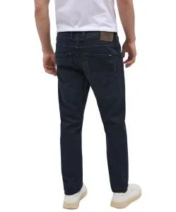 Mustang Oregon Slim fit Jeans in dunkelblau mit Used-Effekten