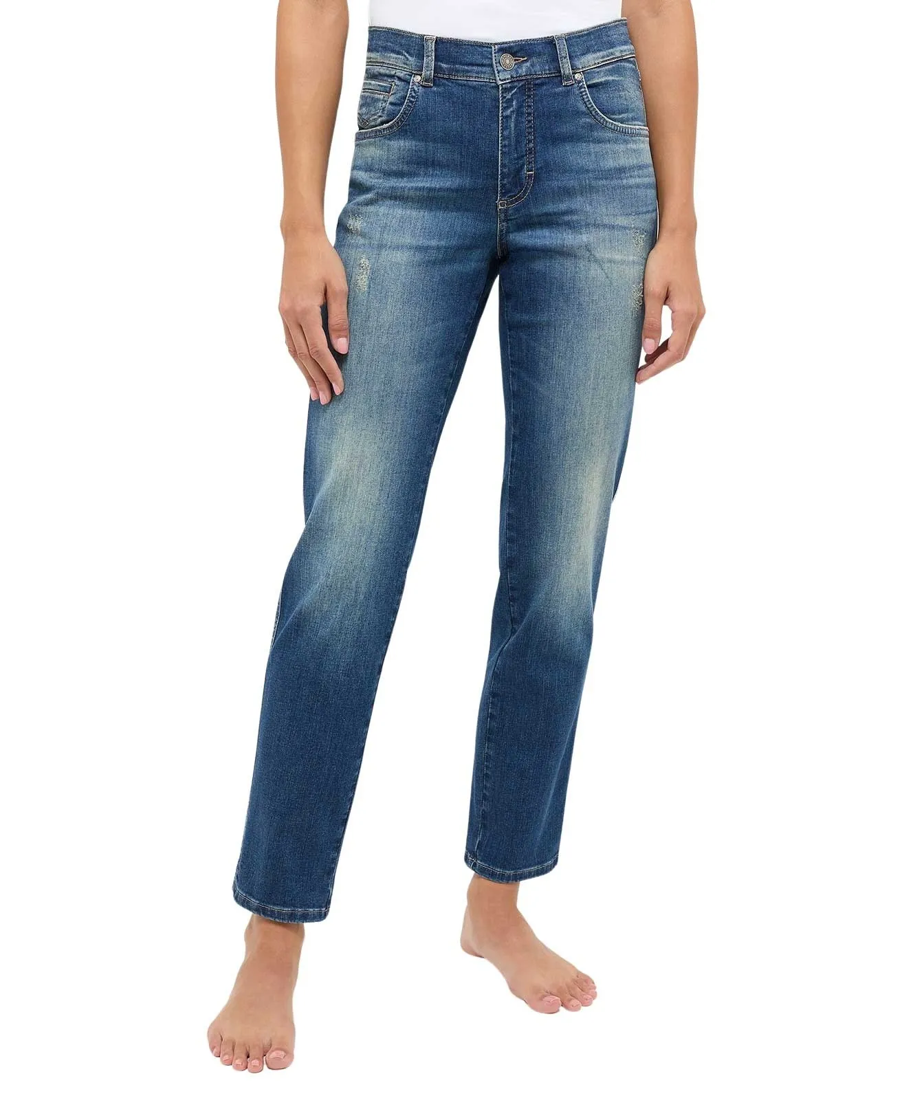 Damen Jeans Darleen Crop TU von Angels in Dirty Blue Used Destroyed