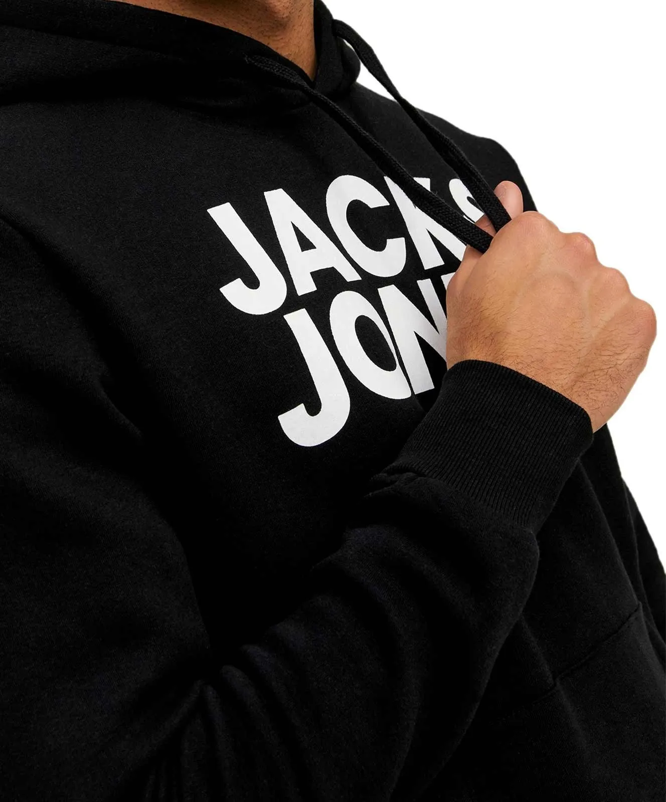 Herren Pullover Corp Logo Sweat Hood von Jack & Jones in Black Reg
