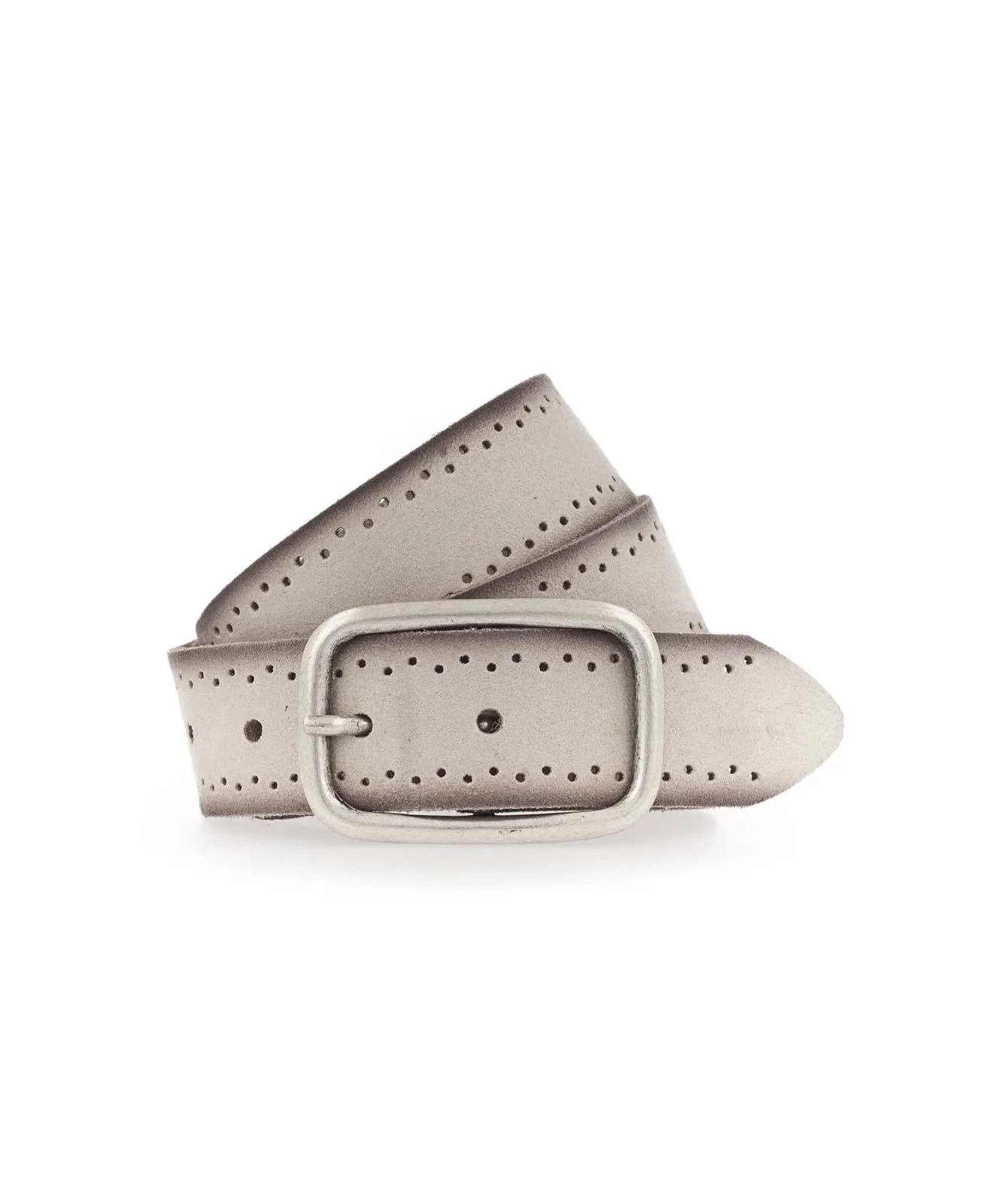 Damen Gürtel 35 mm Veloursgürtel mit Lochperforation von Mustang in Creme